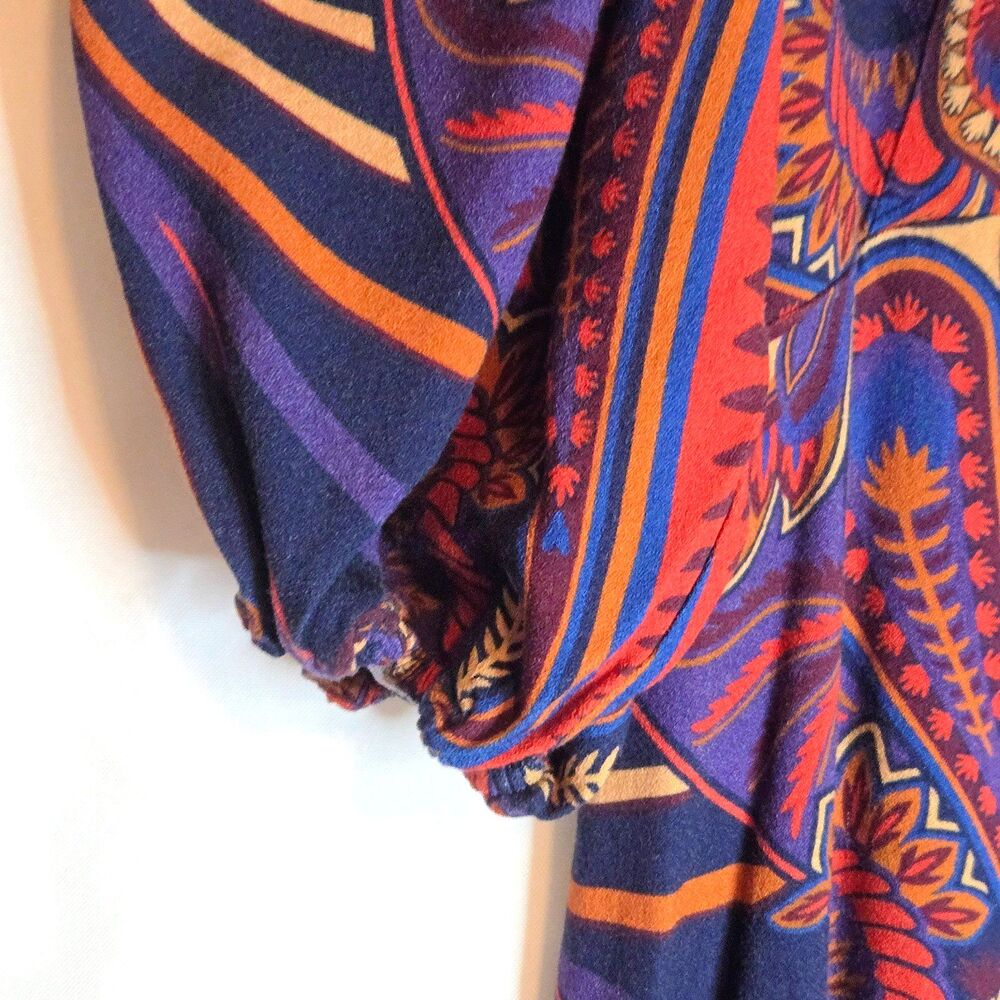 FARM RIO Maxi Dress ANTHROPOLOGIE Macaw Arabesque Short Sleeve Boho Women Medium - Picture 9 of 11